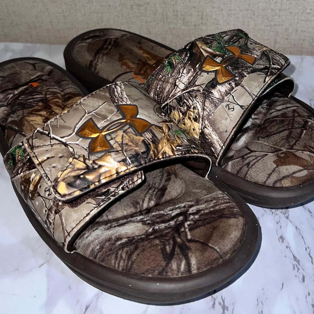 Under Armour Camo 4D Foam Cushion Side Sandals Size 7y